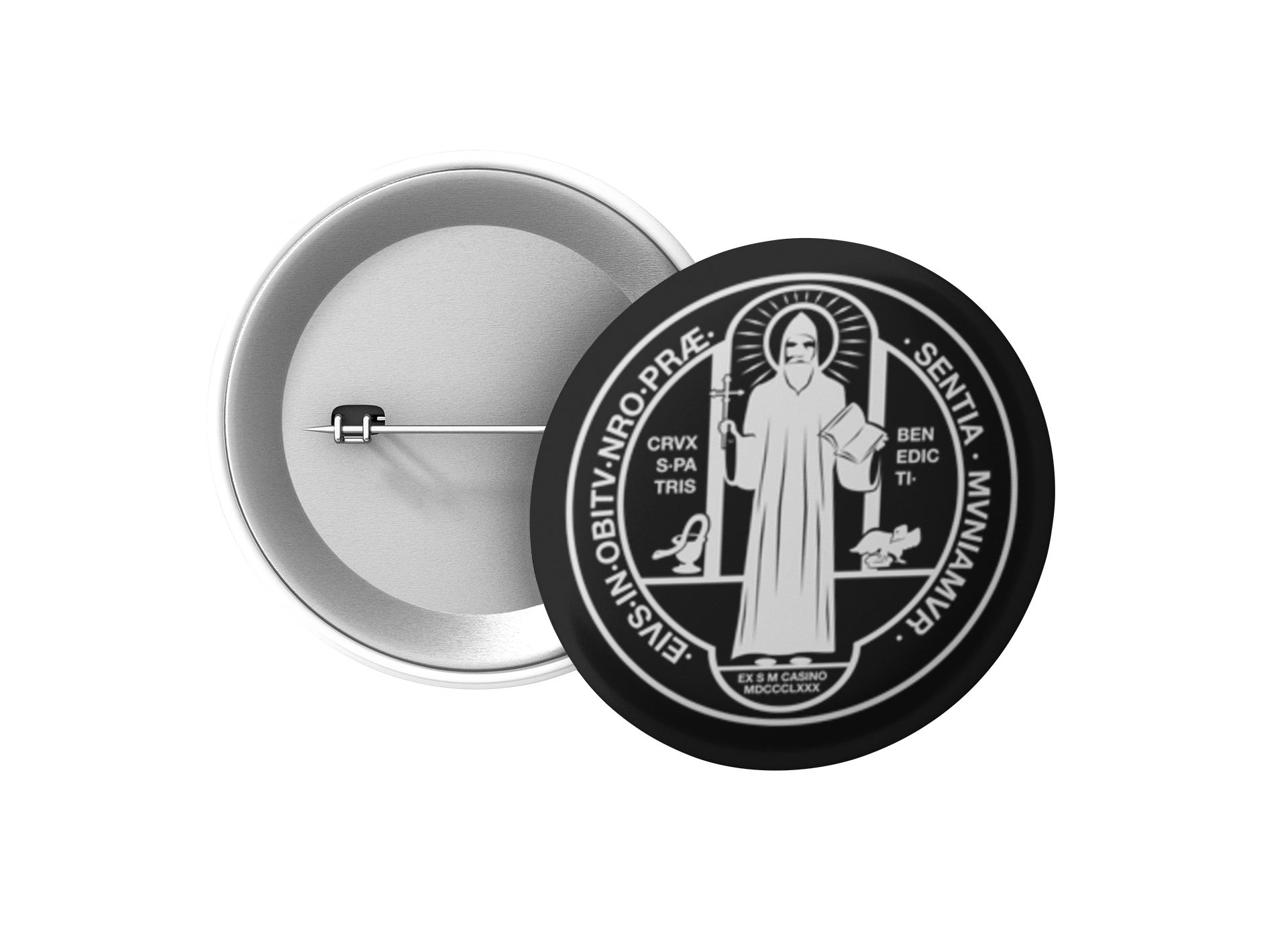 St Benedict Medal Holy Rule Button